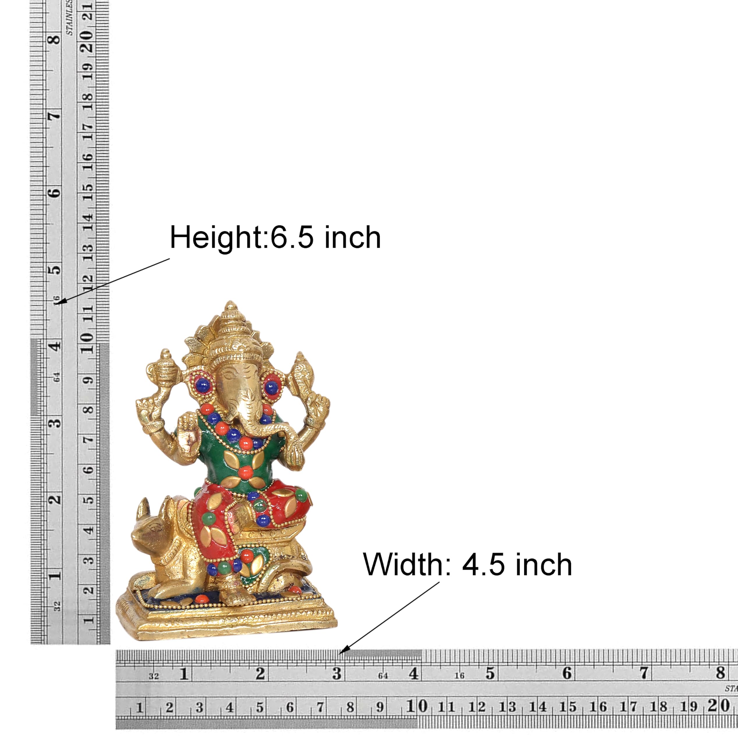 Dattatreya Brass Laxmi Ganesh Statue - Handcrafted Goddess Lakshmi And Lord Ganesha Idol For Home Decor And Pooja - Hindu Deitie